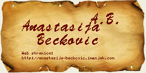 Anastasija Bećković vizit kartica